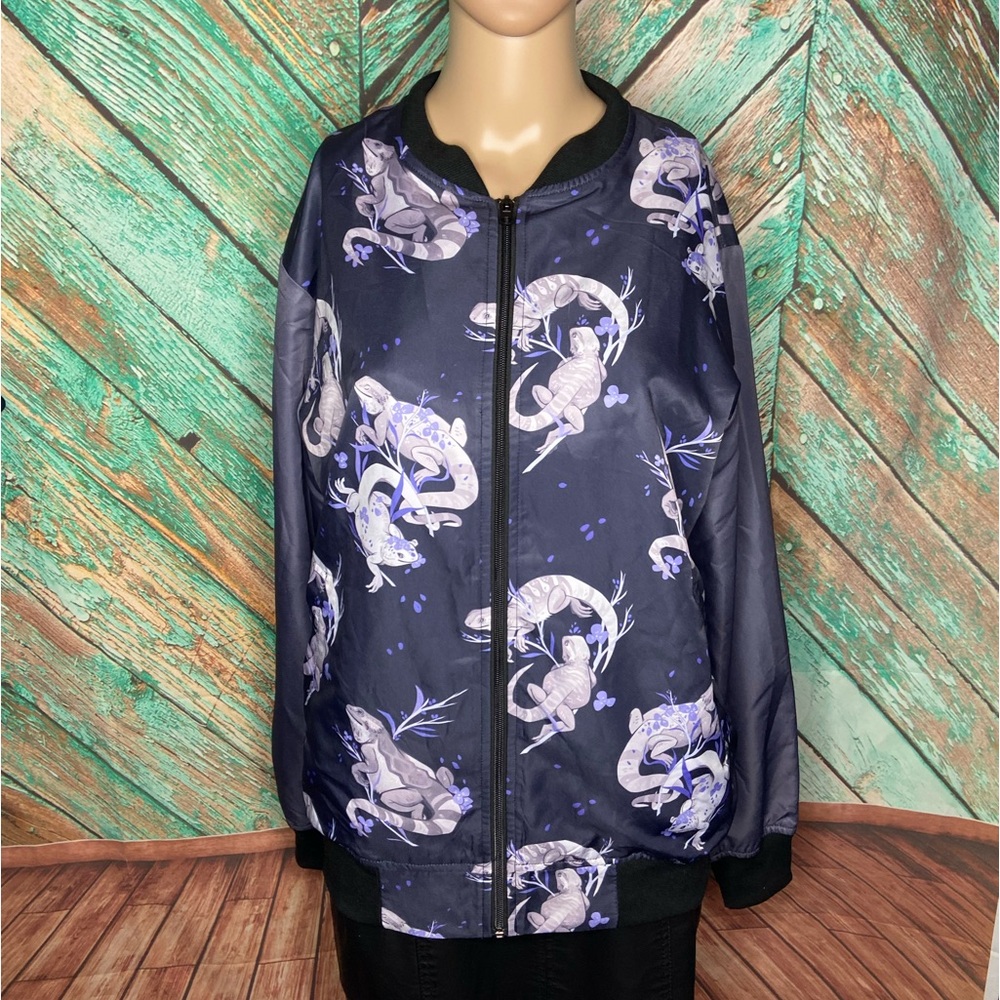 Morning Witch Salamander Lizard Gecko Polyester Lightweight Bomber Jacket - Picture 7 of 7